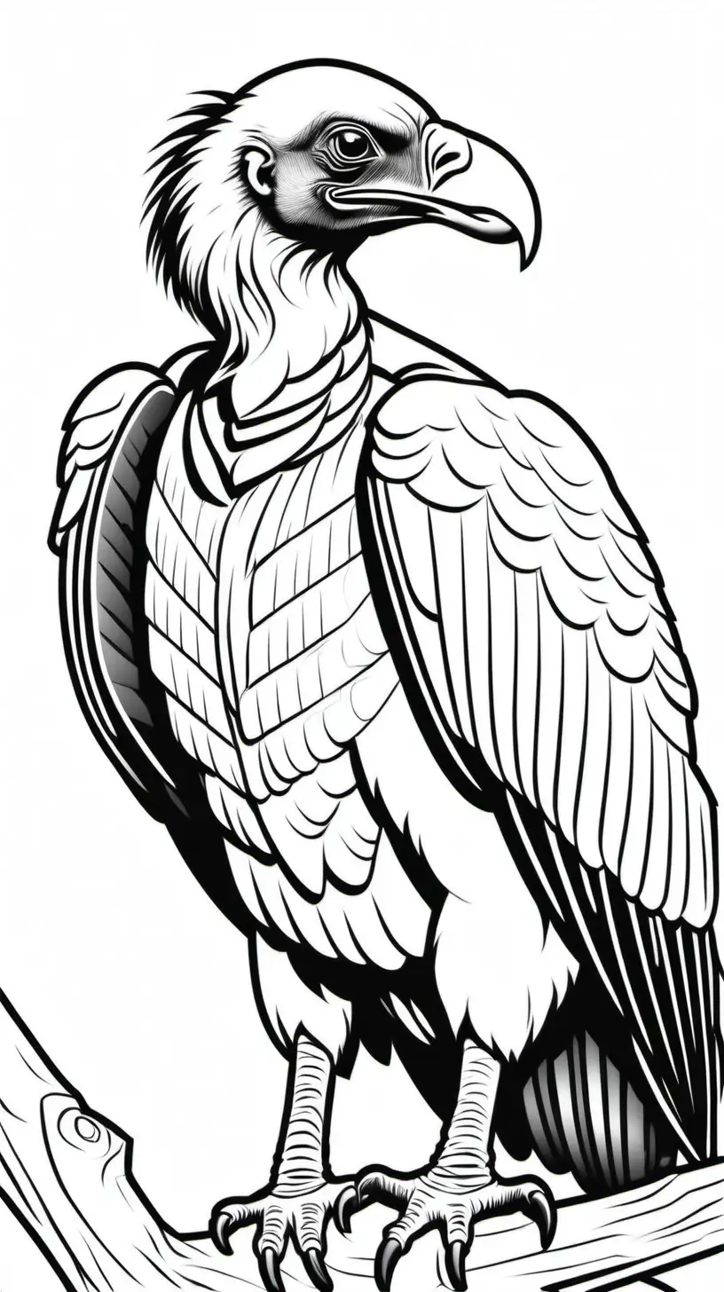 Detailed Vulture Coloring Page for Adults in African Setting
