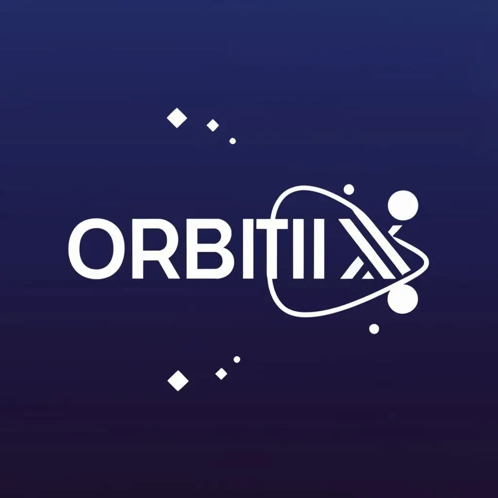 logo, ios app logo, a modern minimalistic and sleek navy logo gradient with white text 'orbitixx' signifying a space comet, parts of the 'orbitixx' text are part of comet, with the text "orbitixx", typography, be used in Internet industry