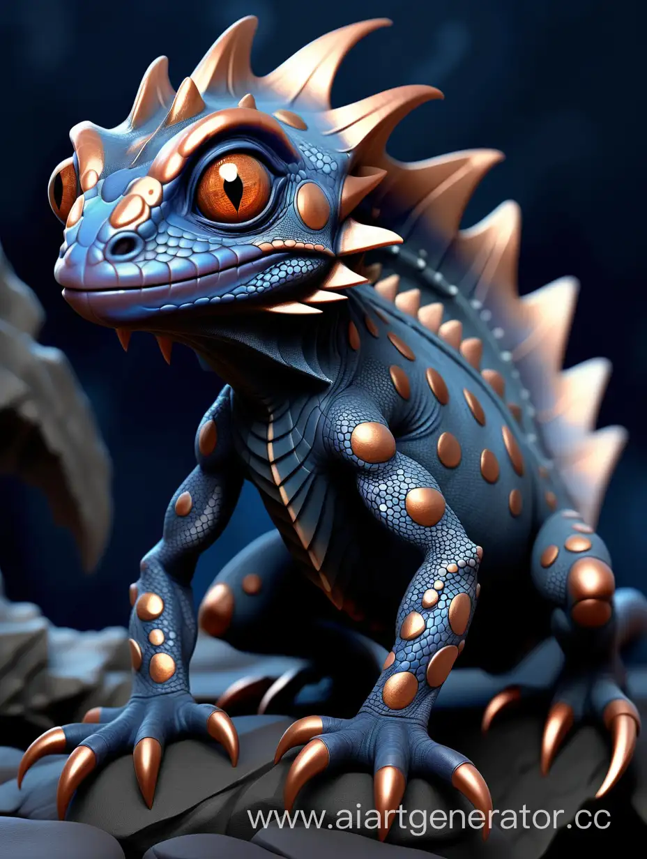 Mysterious-Black-and-Blue-Fantasy-Lizard-Creature-with-Copper-Accents