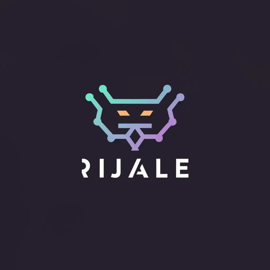 a logo design,with the text "rijale", main symbol:robot,Minimalistic,be used in Technology industry,clear background