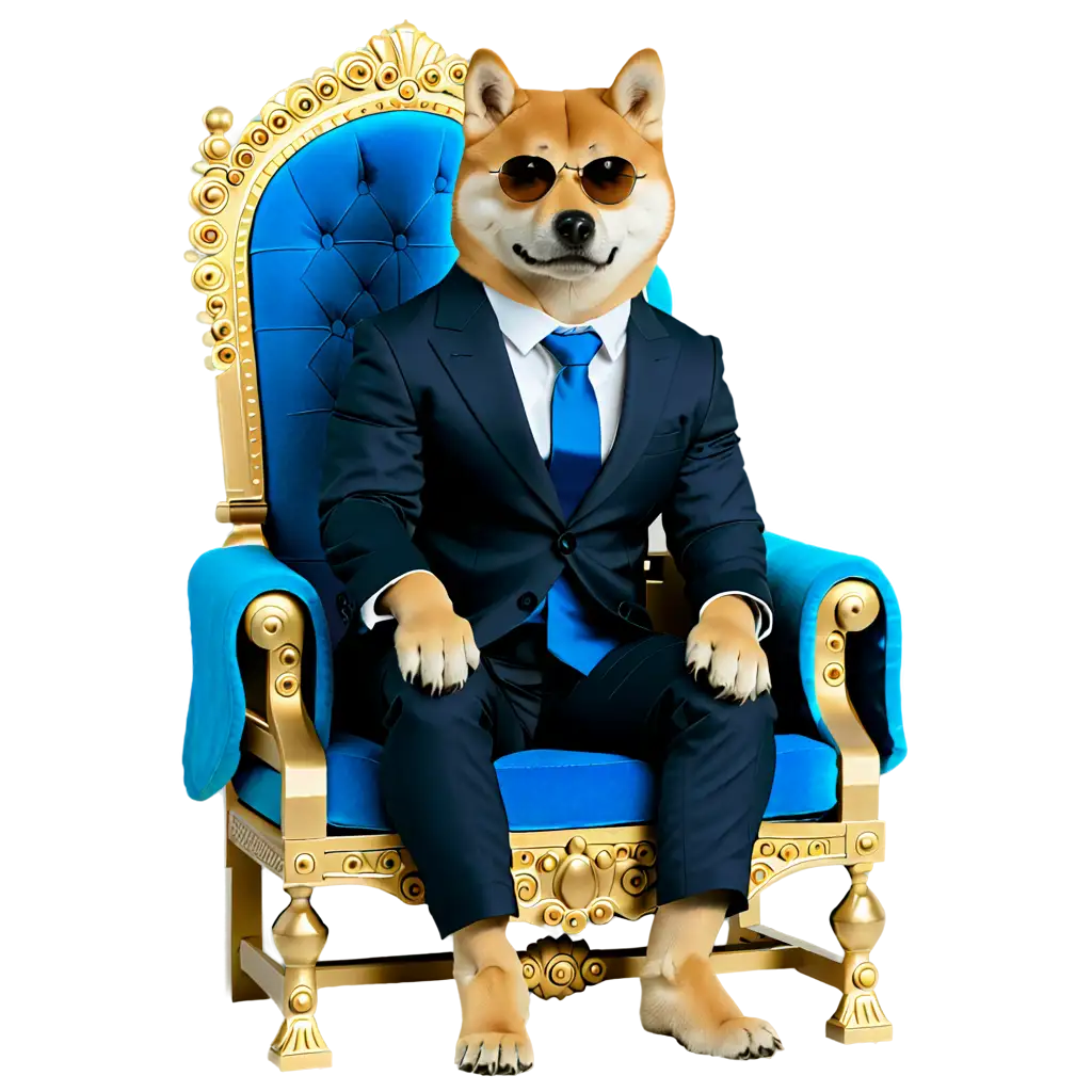 PNG Image of a Shiba Inu Sitting on a Kings Throne in Humanlike Fashion ...