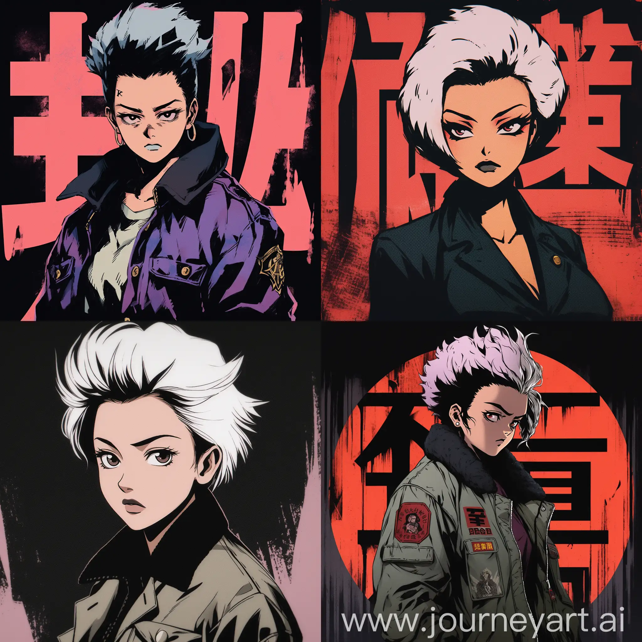 Stylish-Anime-Character-with-Short-White-Hair-in-Retro-Black-Jacket