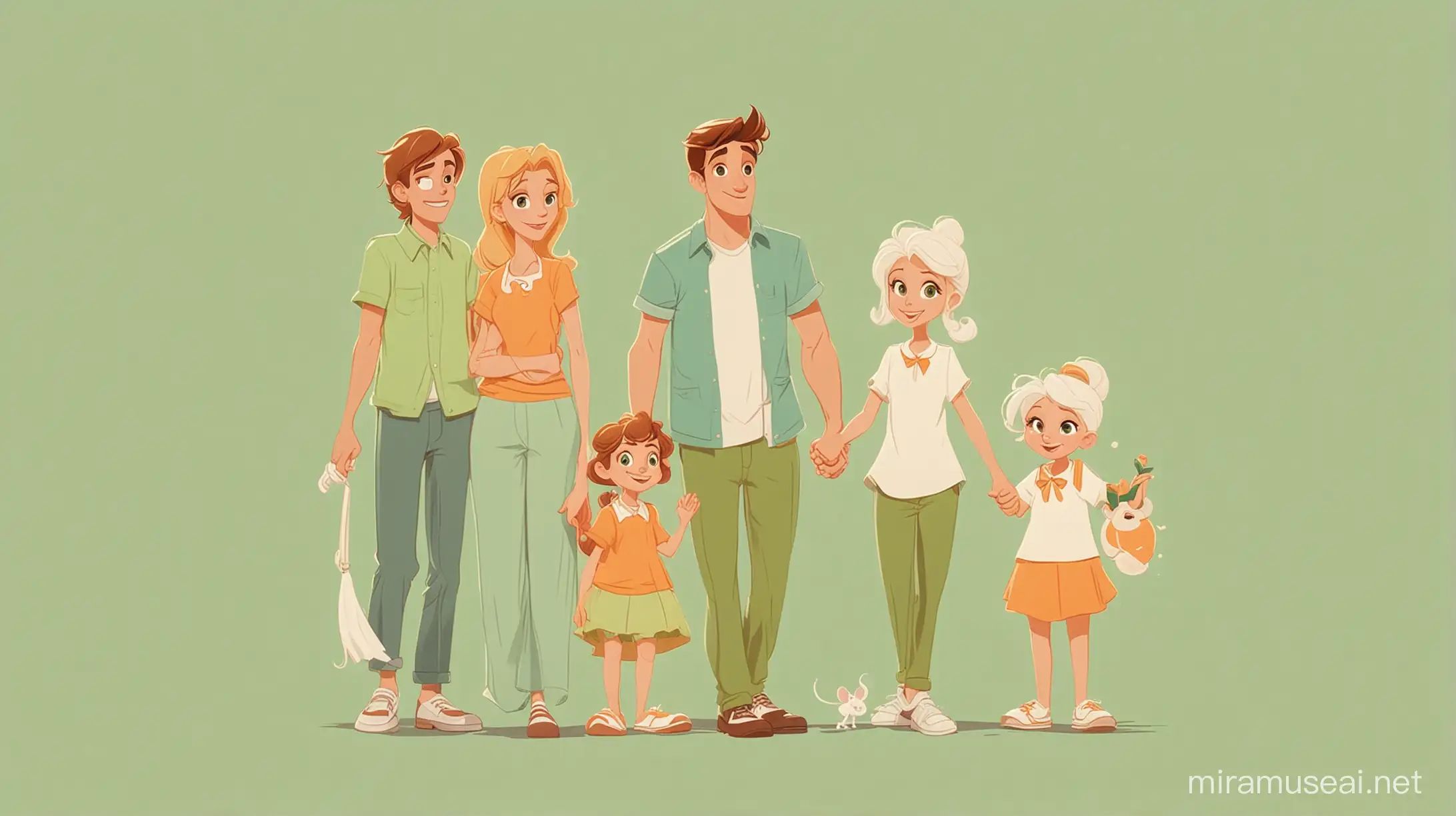 Happy Family Picnic in Disney Animation Style with Pastel Colors