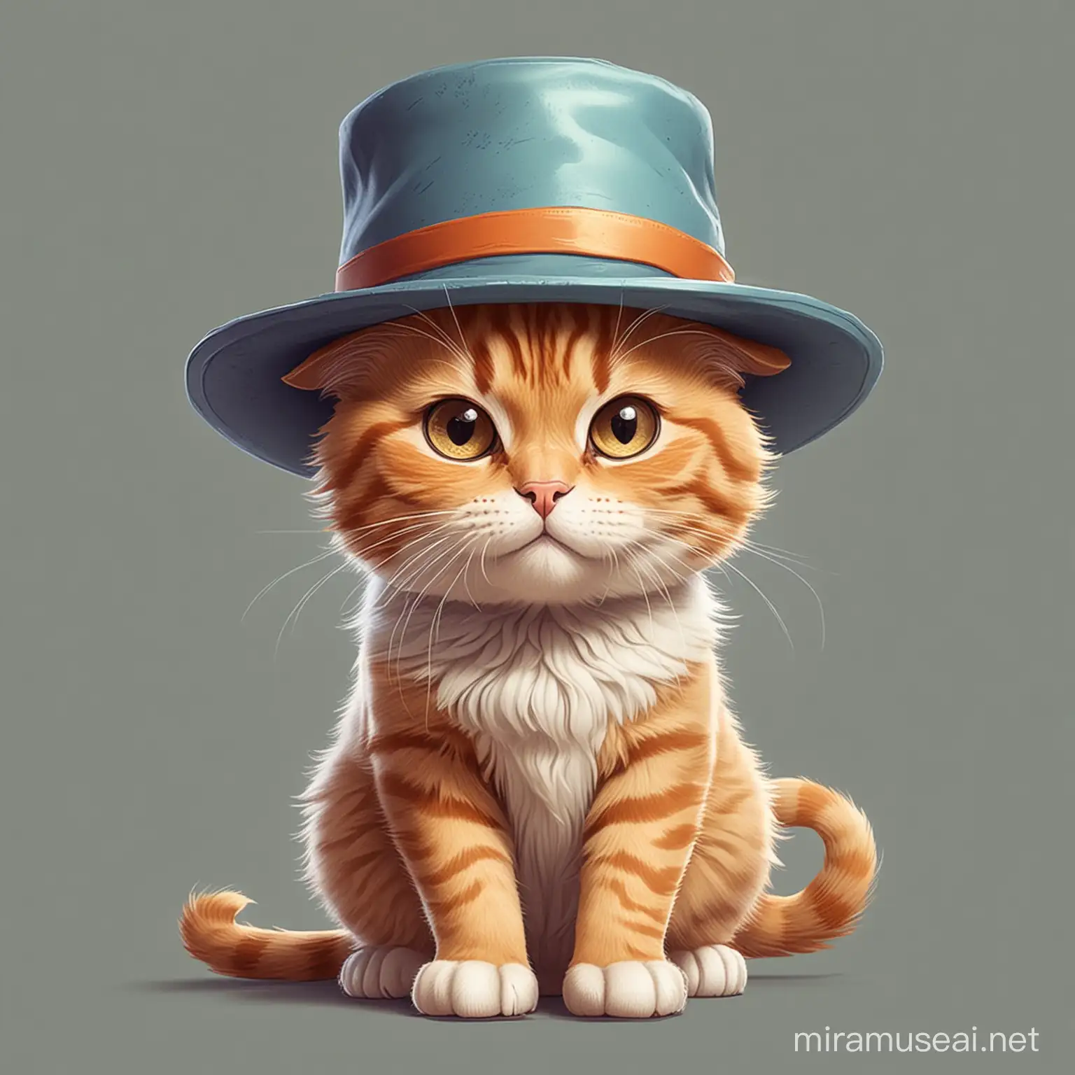 cat wearing a hat, cartoon style