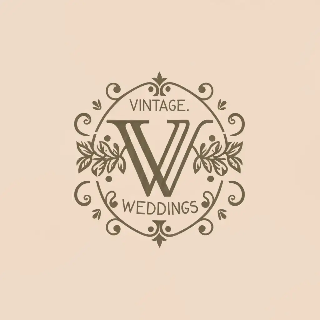 a logo design,with the text "Vintage Weddings", main symbol:VW,Moderate,be used in Events industry,clear background