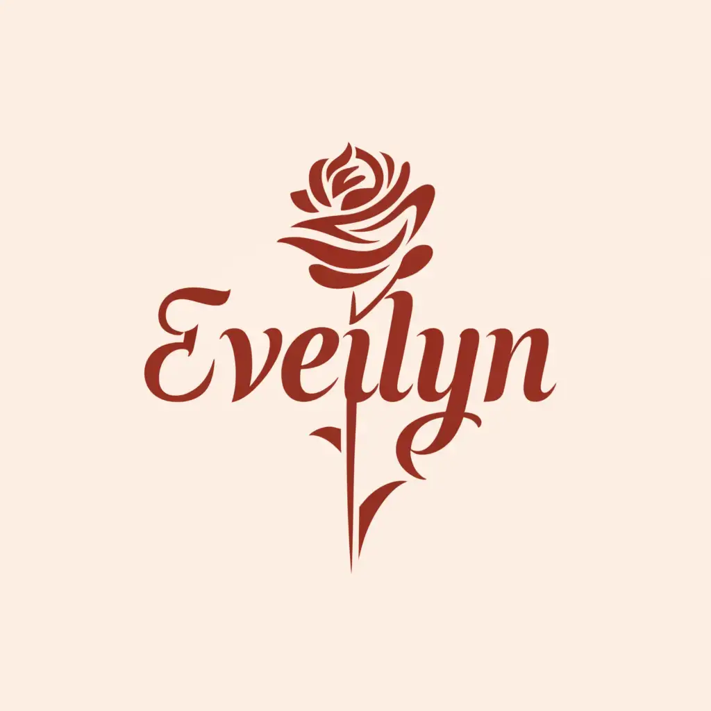 a logo design,with the text "Evelyn", main symbol:Rose,Moderate,clear background