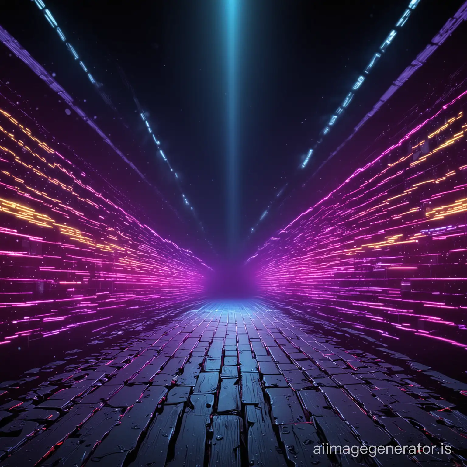 Neon Party Crowd with Track Lights Background | AI Image Generator