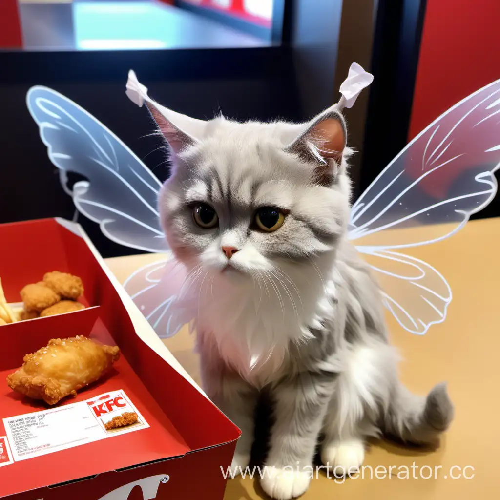 грустный котик фея с крылашками  который ждёт  свой заказ в кфс