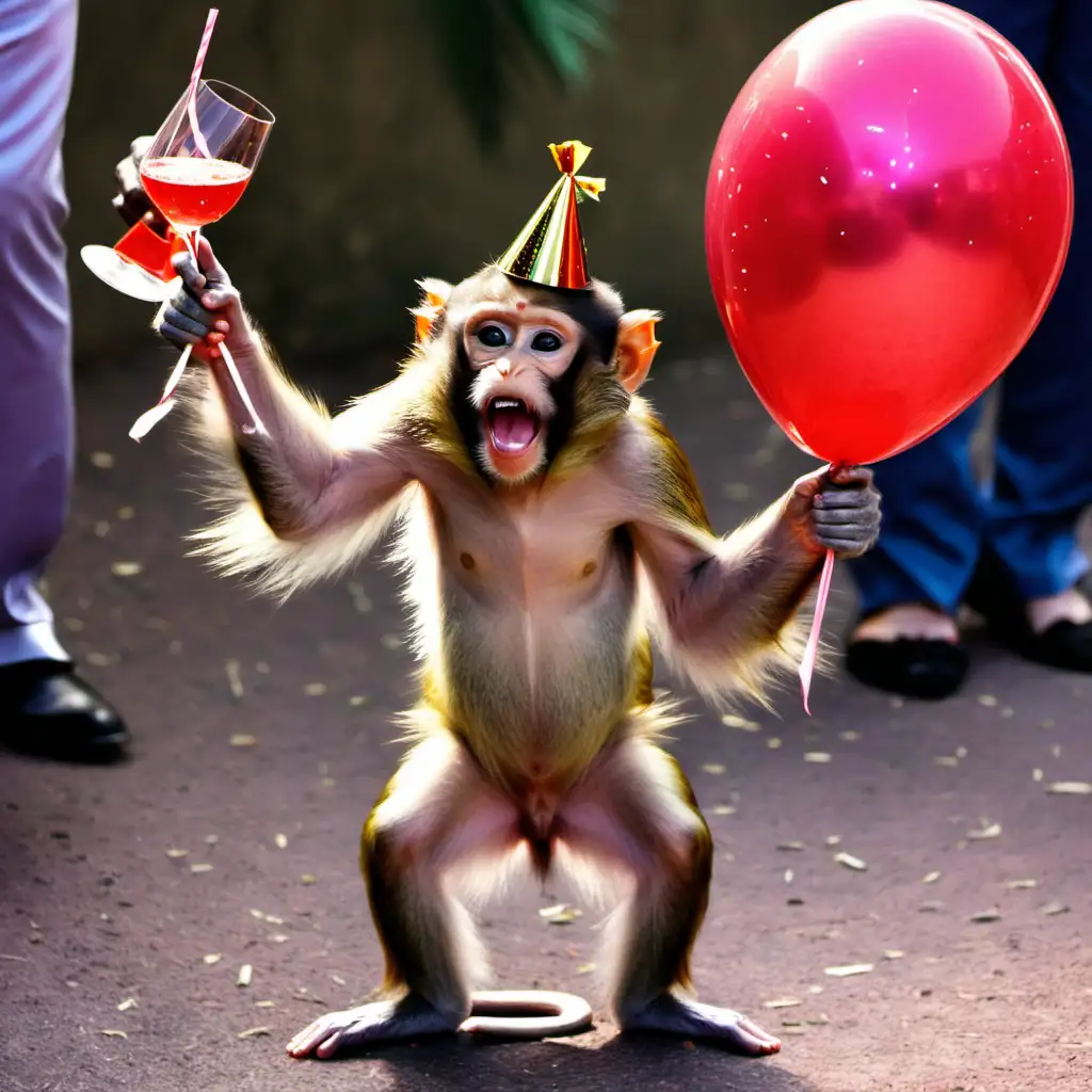 Joyful Celebration with a Playful Monkey