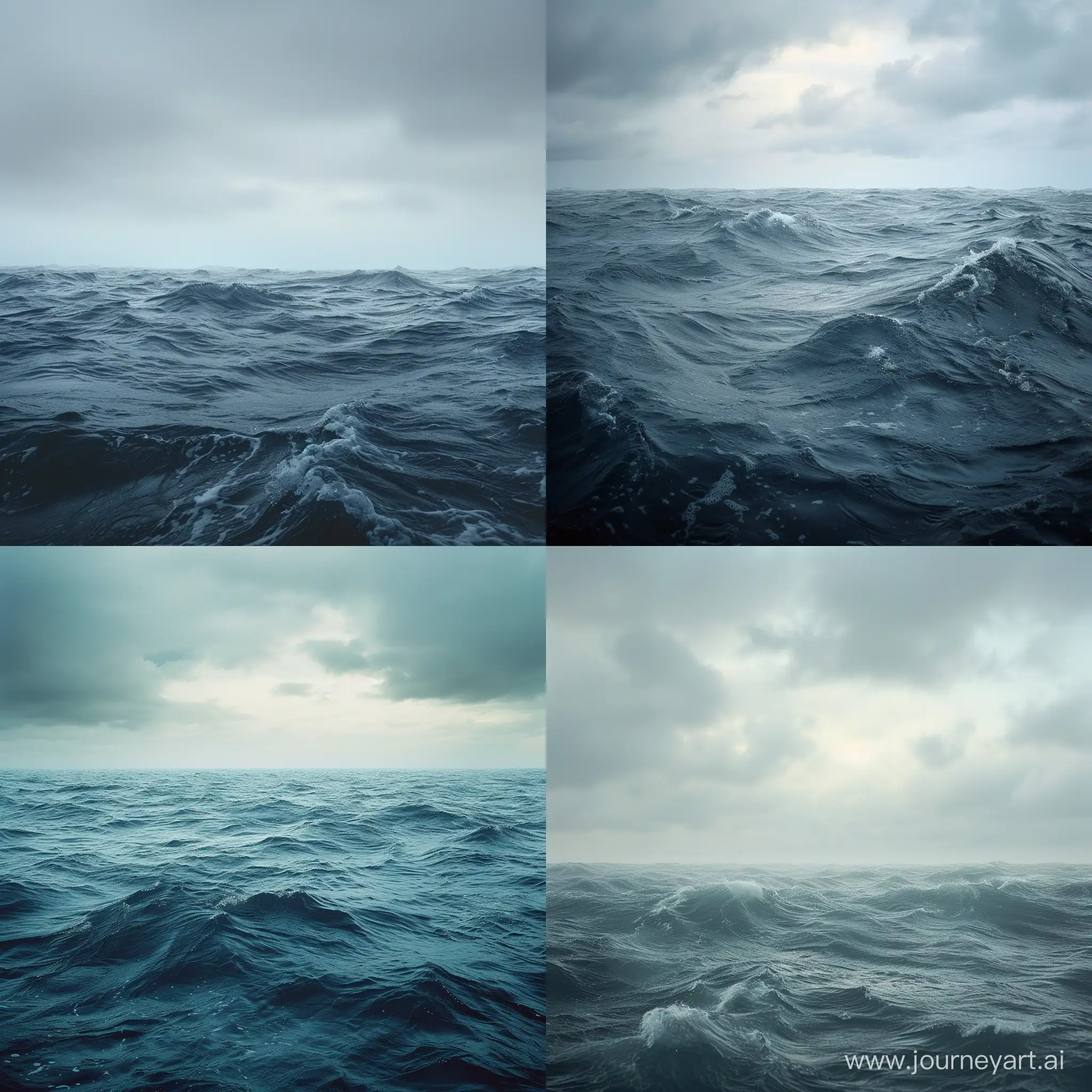 Describe the unsettling transformation of the once tranquil ocean.
