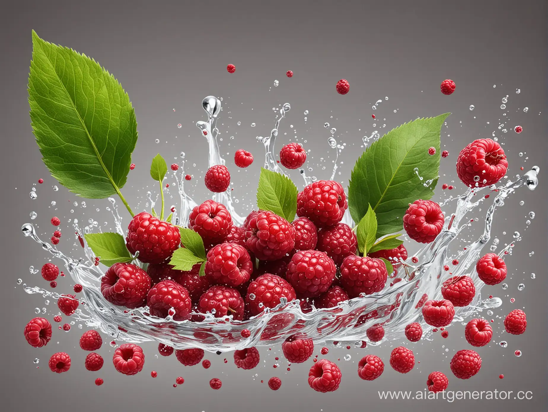 Vibrant-Berry-Splash-Cranberries-Lingonberries-and-Raspberries-with-Leaves-and-Splashes