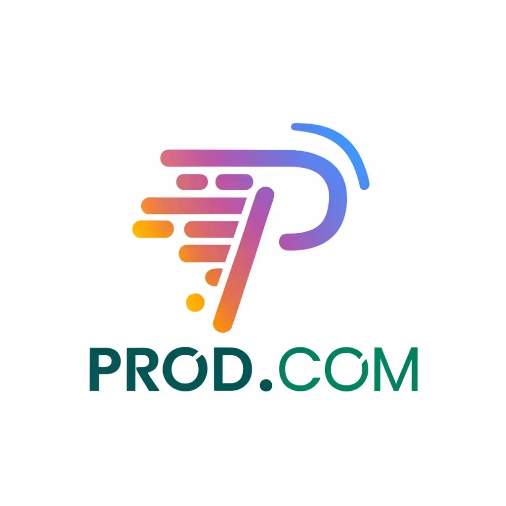 a logo design,with the text "Prod.com", main symbol:A stylized letter P with a sense of energy and motion on a pure white background,Moderate,be used in Technology industry,clear background