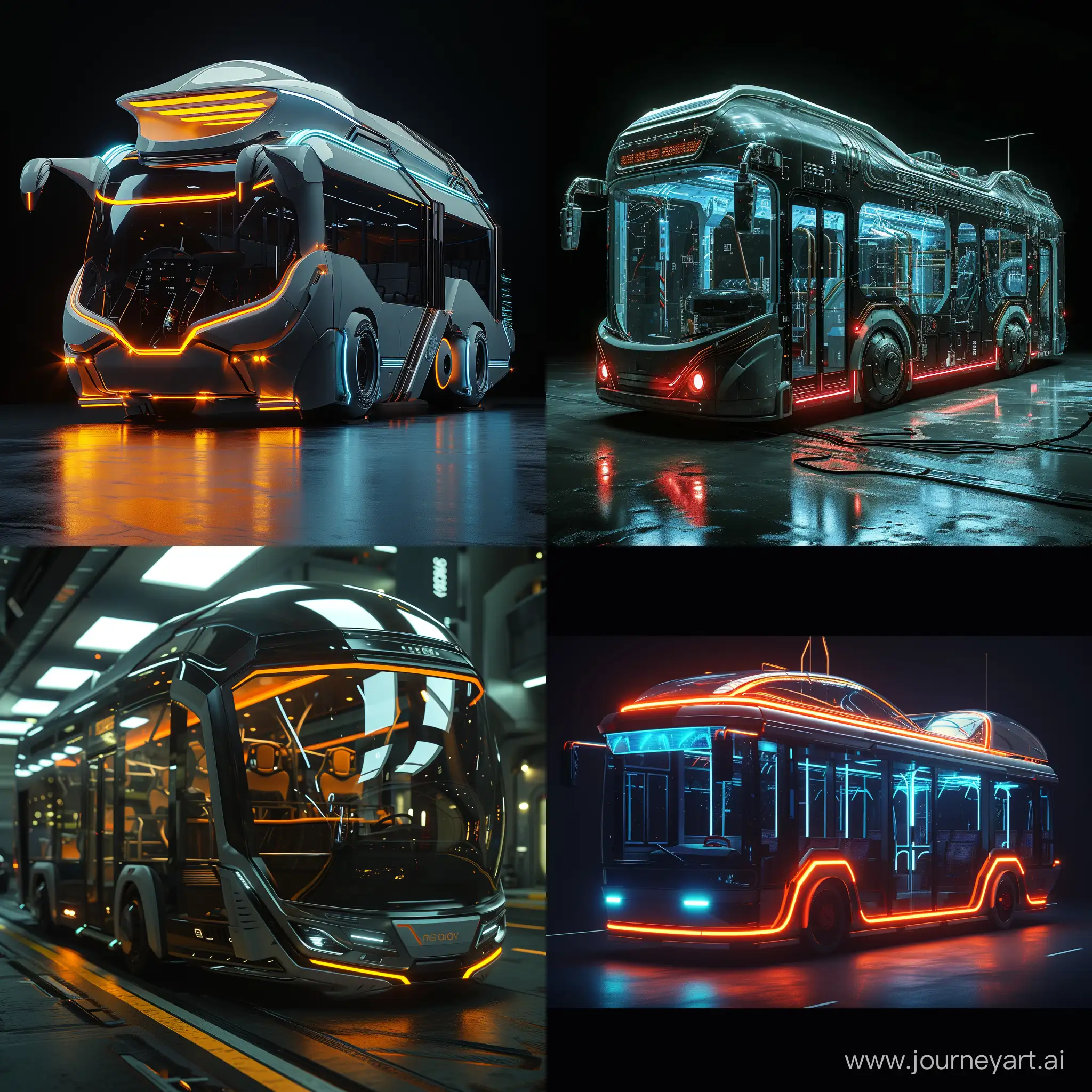 Futuristic bus, strong high tech, in cinematic futuristic style