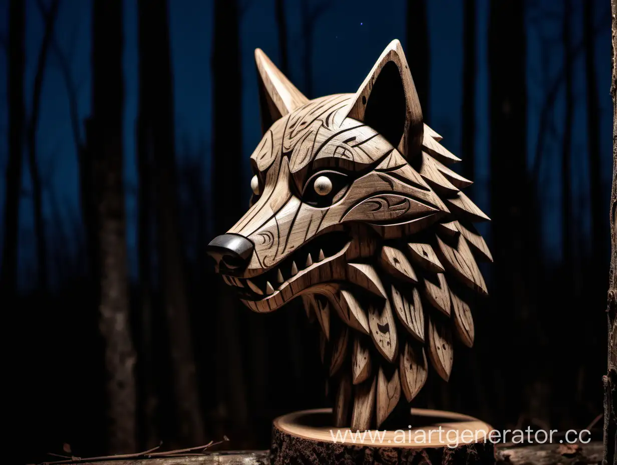 Eerie-Night-Creepy-Wooden-Wolf-Totem