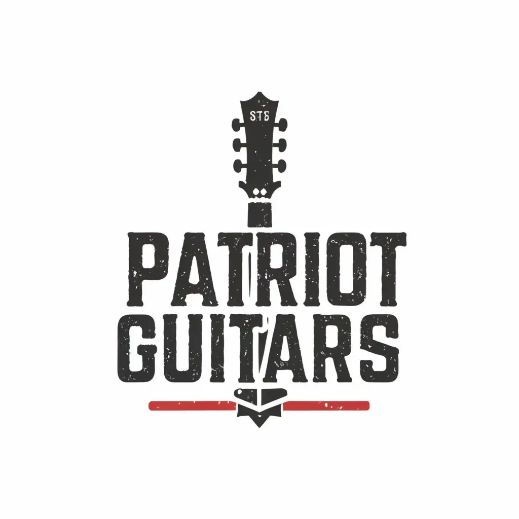 a logo design,with the text "Patriot Guitars", main symbol:Guitar,Minimalistic,be used in Construction industry,clear background