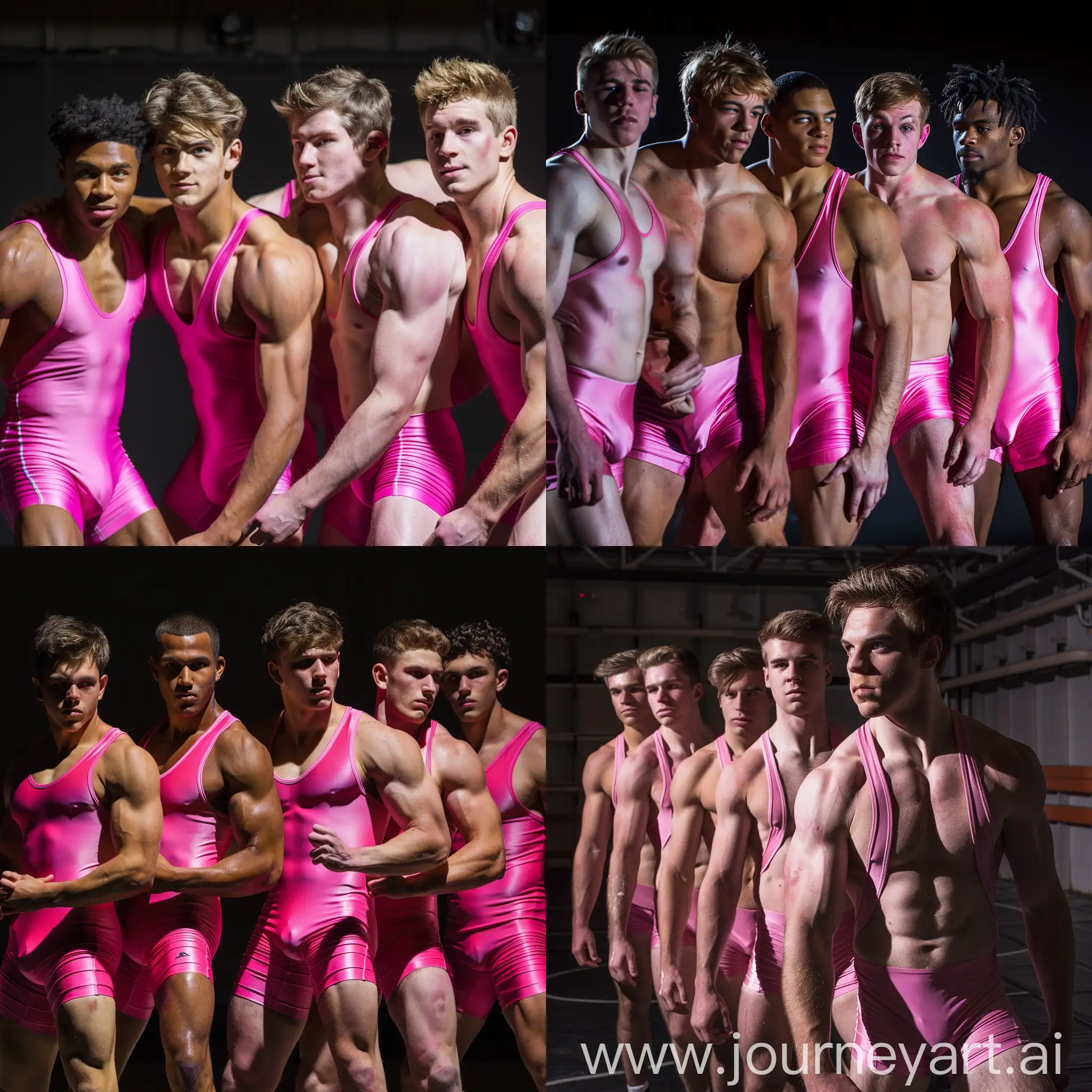 Muscular-College-Wrestlers-in-Vibrant-Pink-Singlets