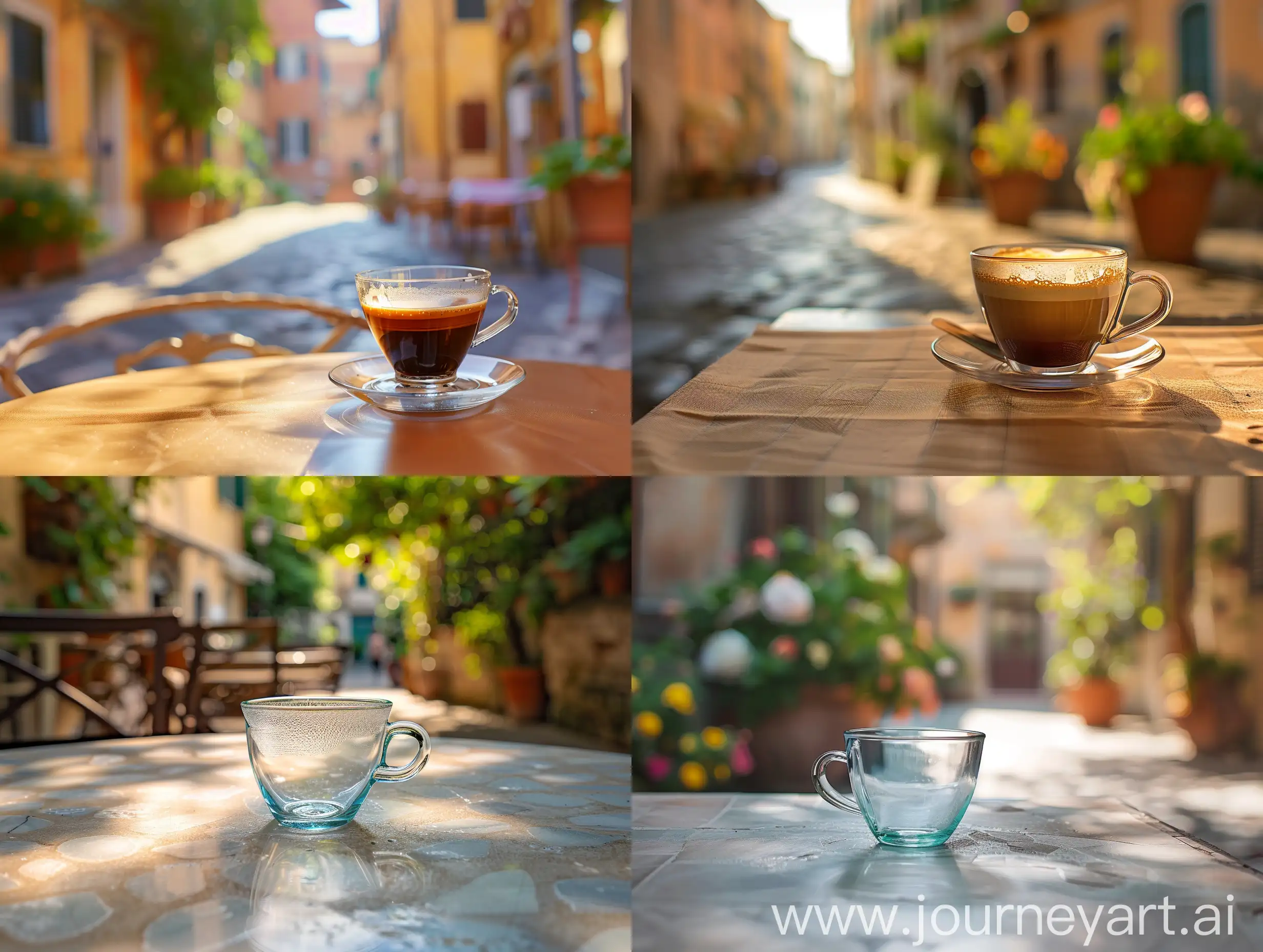 Italian-Caf-Atmosphere-Elegant-Glass-Coffee-Cup-on-Table