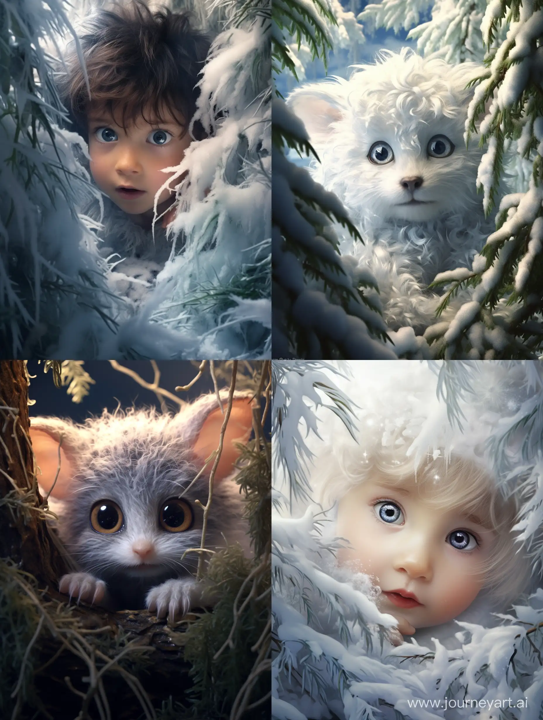 Enchanting-Christmas-Forest-Cute-Baby-Goblin-Peeking-from-Under-the-Tree