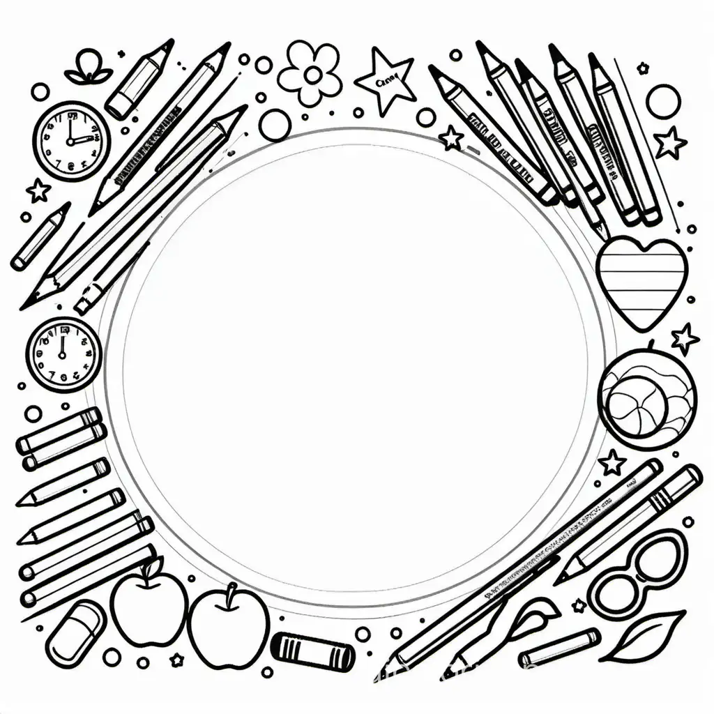 school
responsible, Coloring Page, black and white, line art, white background, Simplicity, Ample White Space. The background of the coloring page is plain white to make it easy for young children to color within the lines. The outlines of all the subjects are easy to distinguish, making it simple for kids to color without too much difficulty