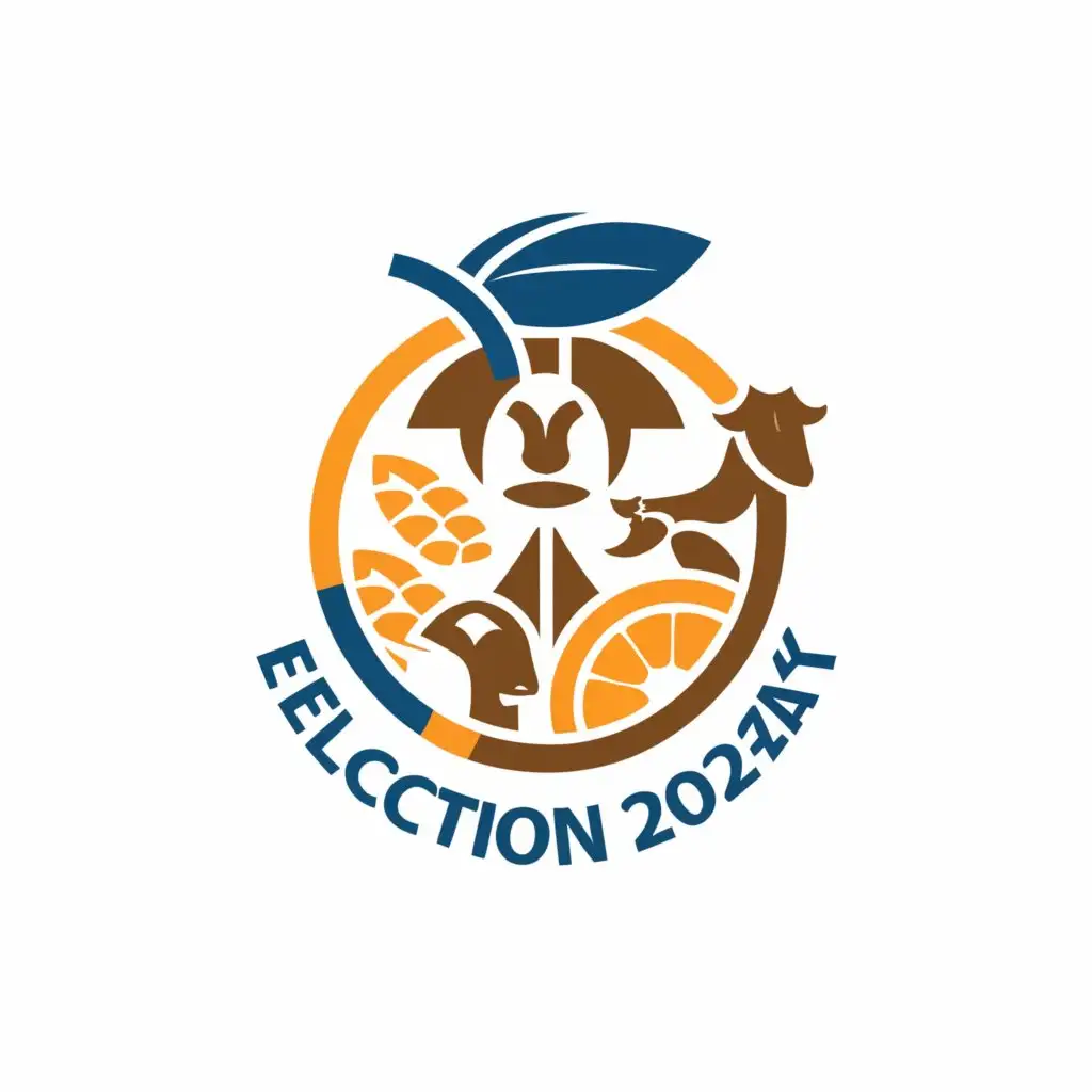 a logo design,with the text "election 2024", main symbol:ground nut,sweet orange,banana,sheep,goat,Moderate,clear background