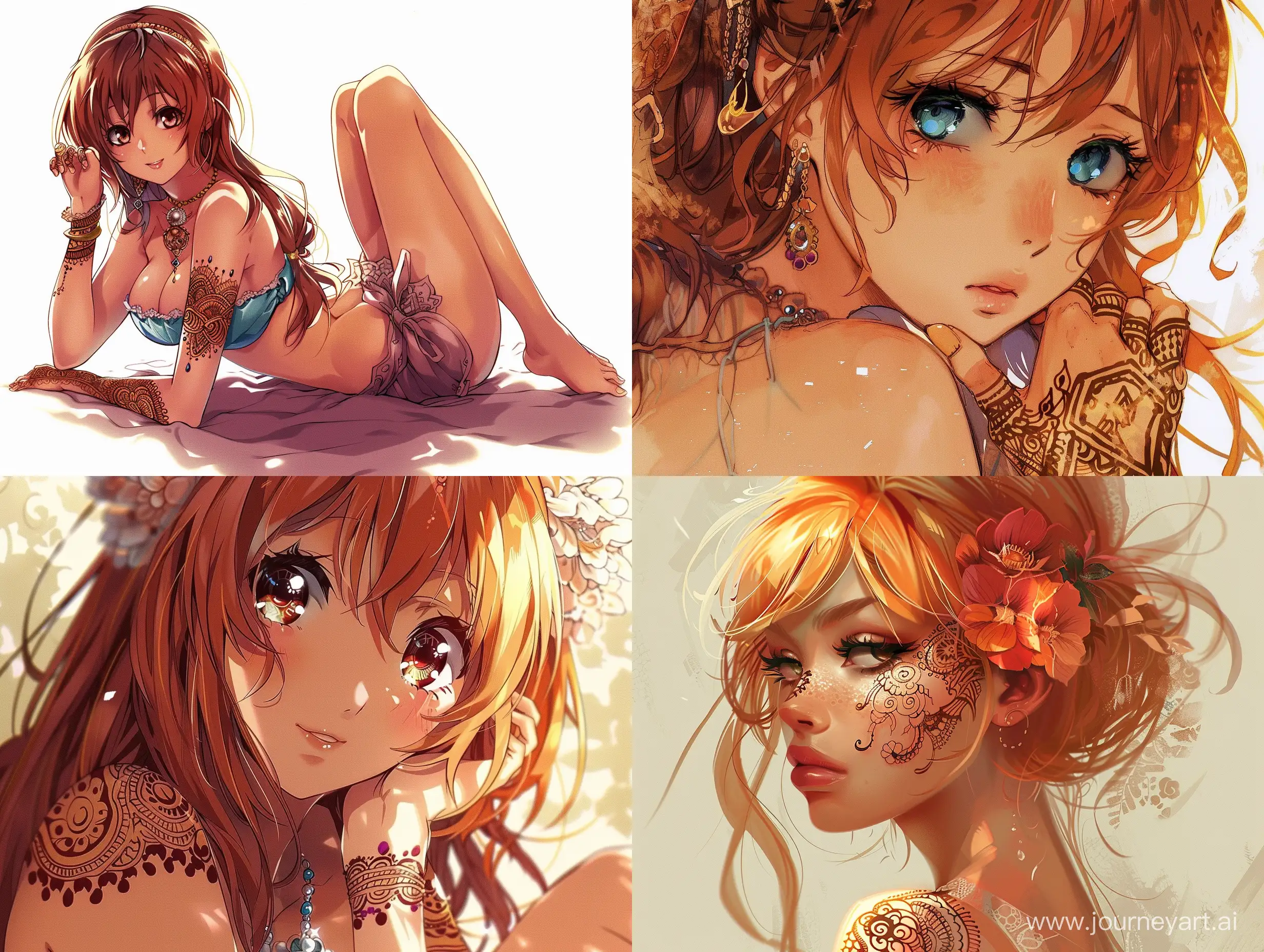 Anime-Hot-Girl-with-Intricate-Henna-Tattoo-Art