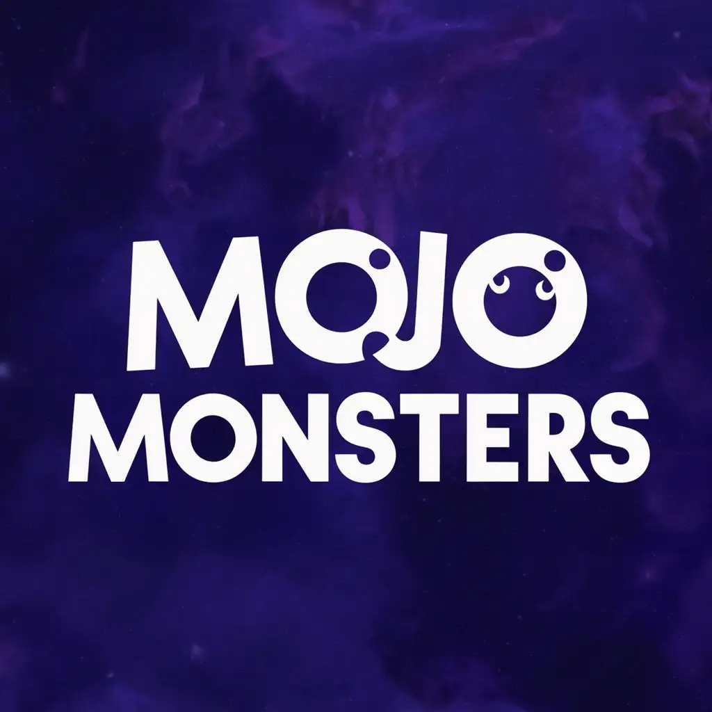 logo, mojo monsters in text, with the text "Mojo Monsters", typography