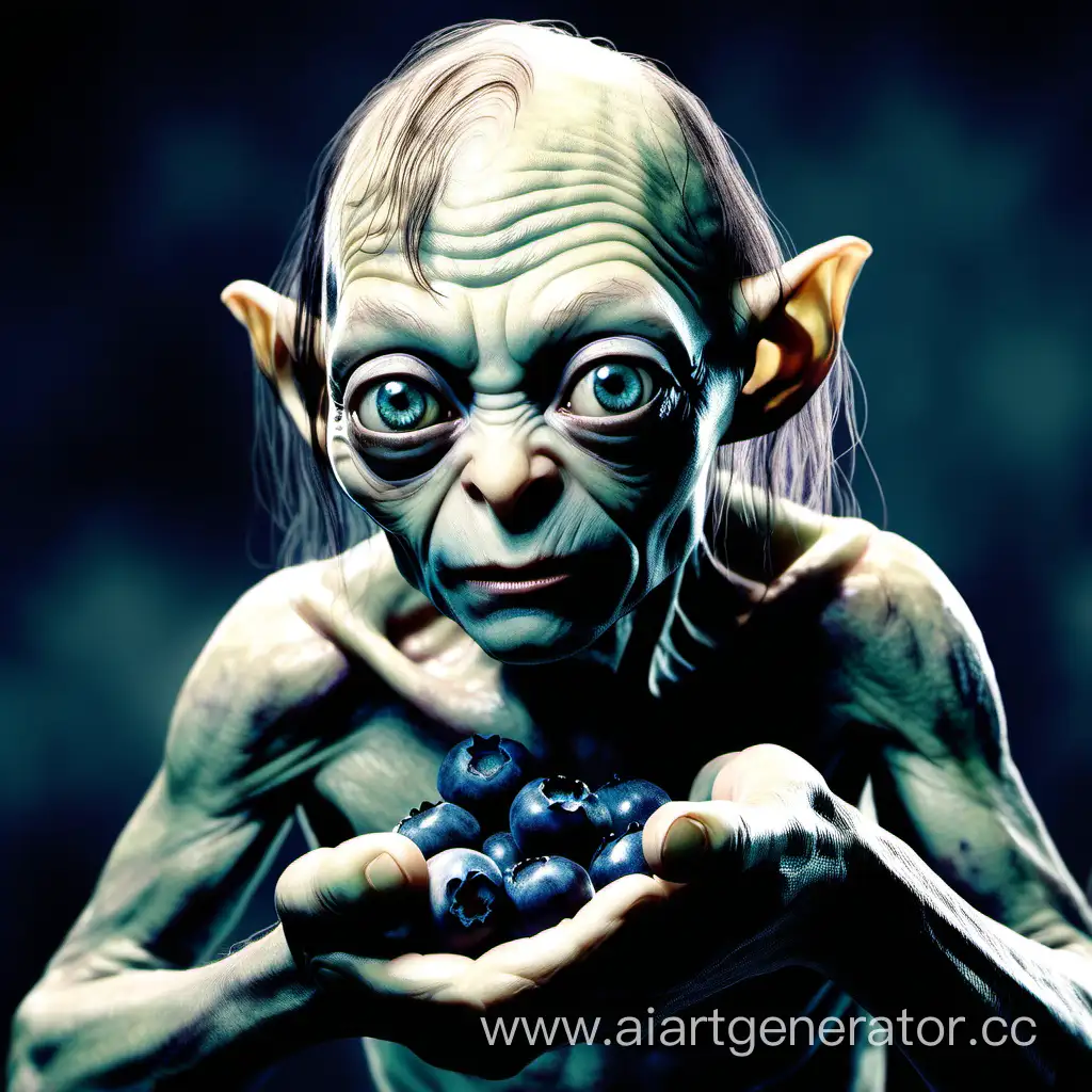 Gollum-Holding-a-Mysterious-Blueberry-Preciously