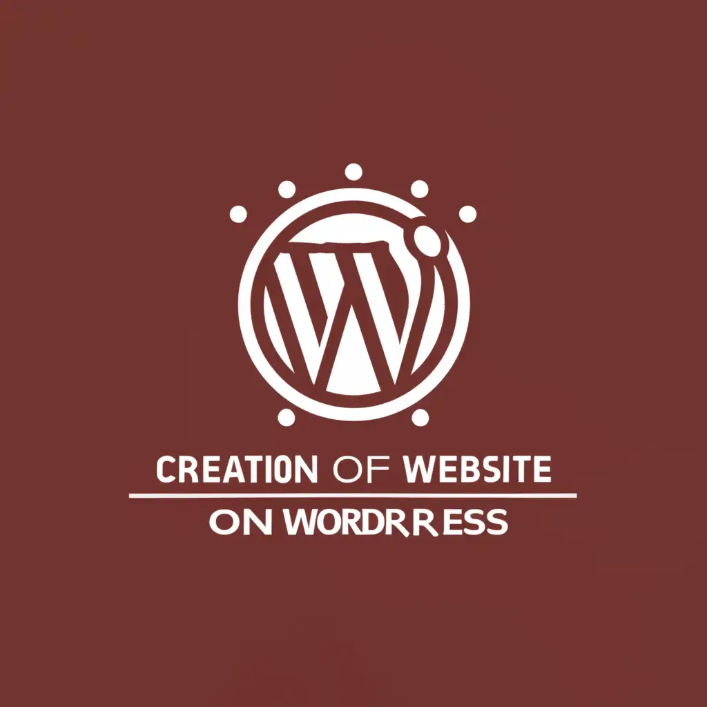 a logo design,with the text "creation of websites on WordPress", main symbol:computer,Minimalistic,be used in Internet industry,clear background