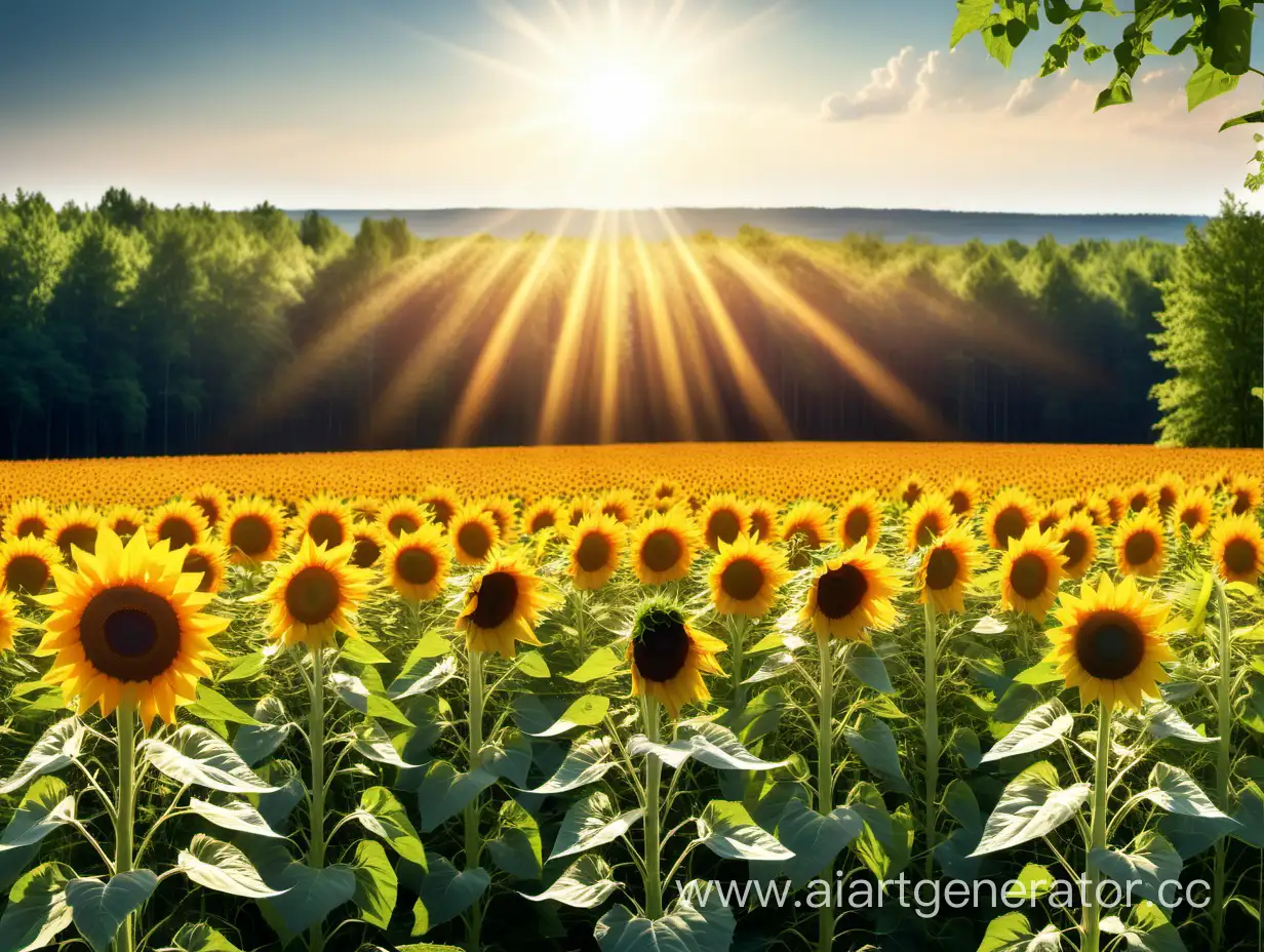 Vibrant-Summer-Landscape-with-Sunflowers-and-Forest