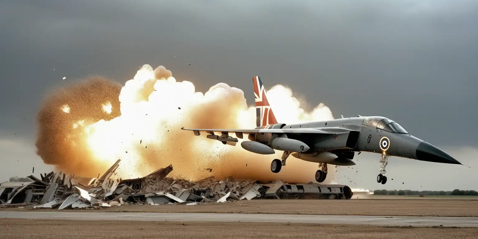 AN BRITISH MILITARY JET FALLING DOWN IN PIECES