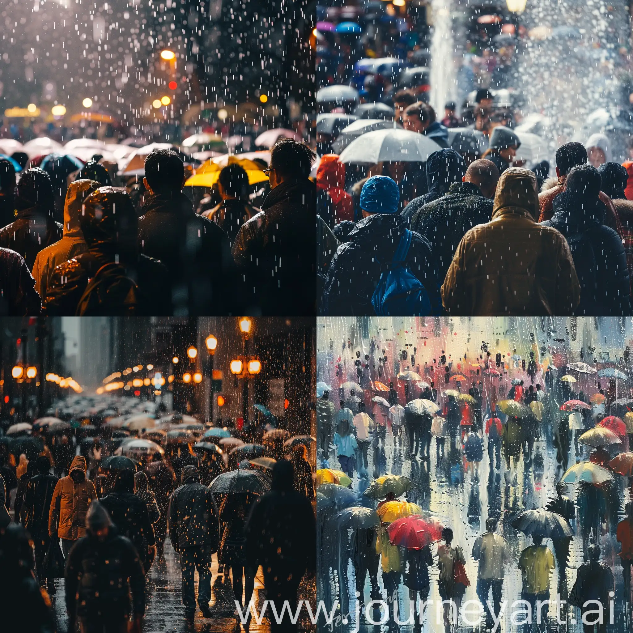 crowd people in rain