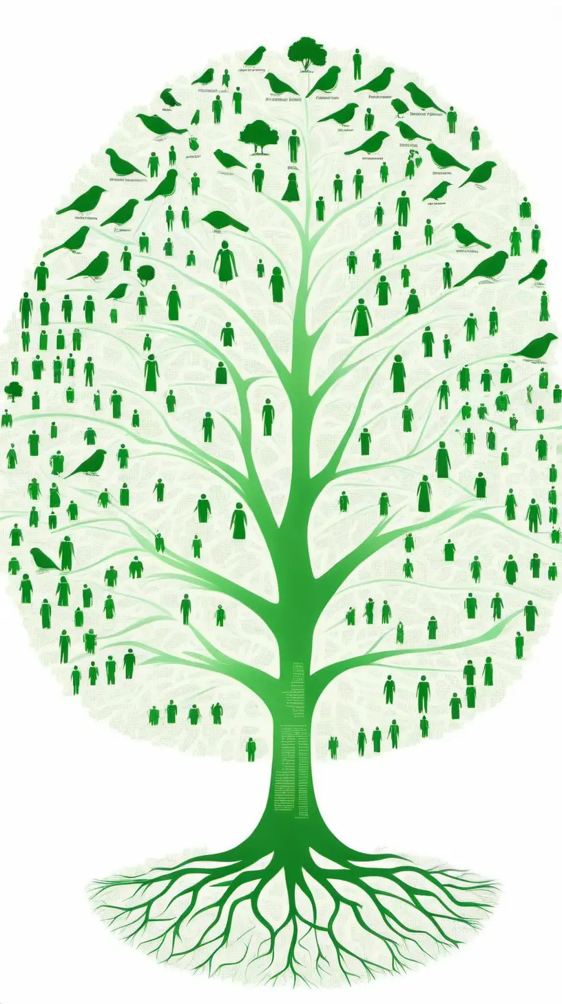 Vibrant Genealogical Analysis Green Family Tree on a White Background