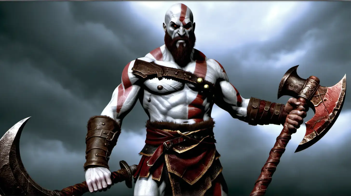 Kratos wielding a mighty axe in battle