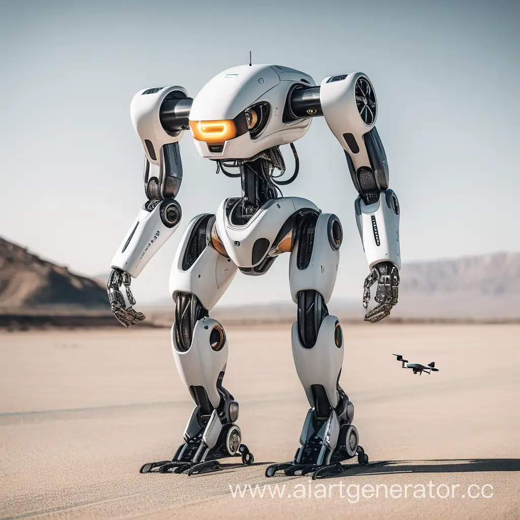 Humanoid-Robot-Drone-Exploring-Futuristic-Cityscape