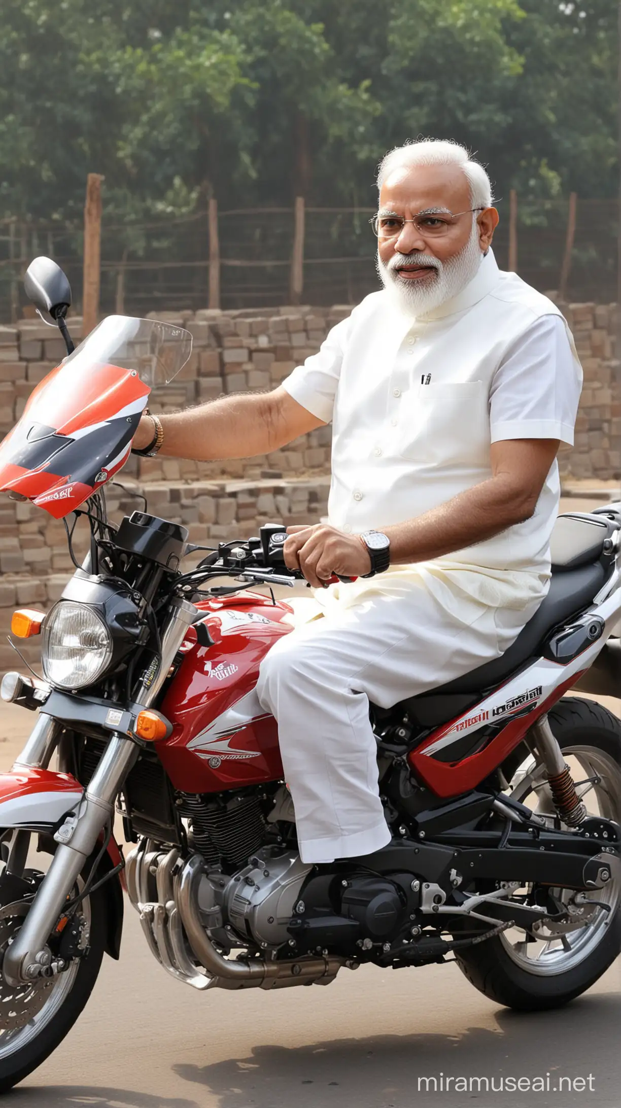 Narendra Modi Riding Sport Bike with Confidence and Authority