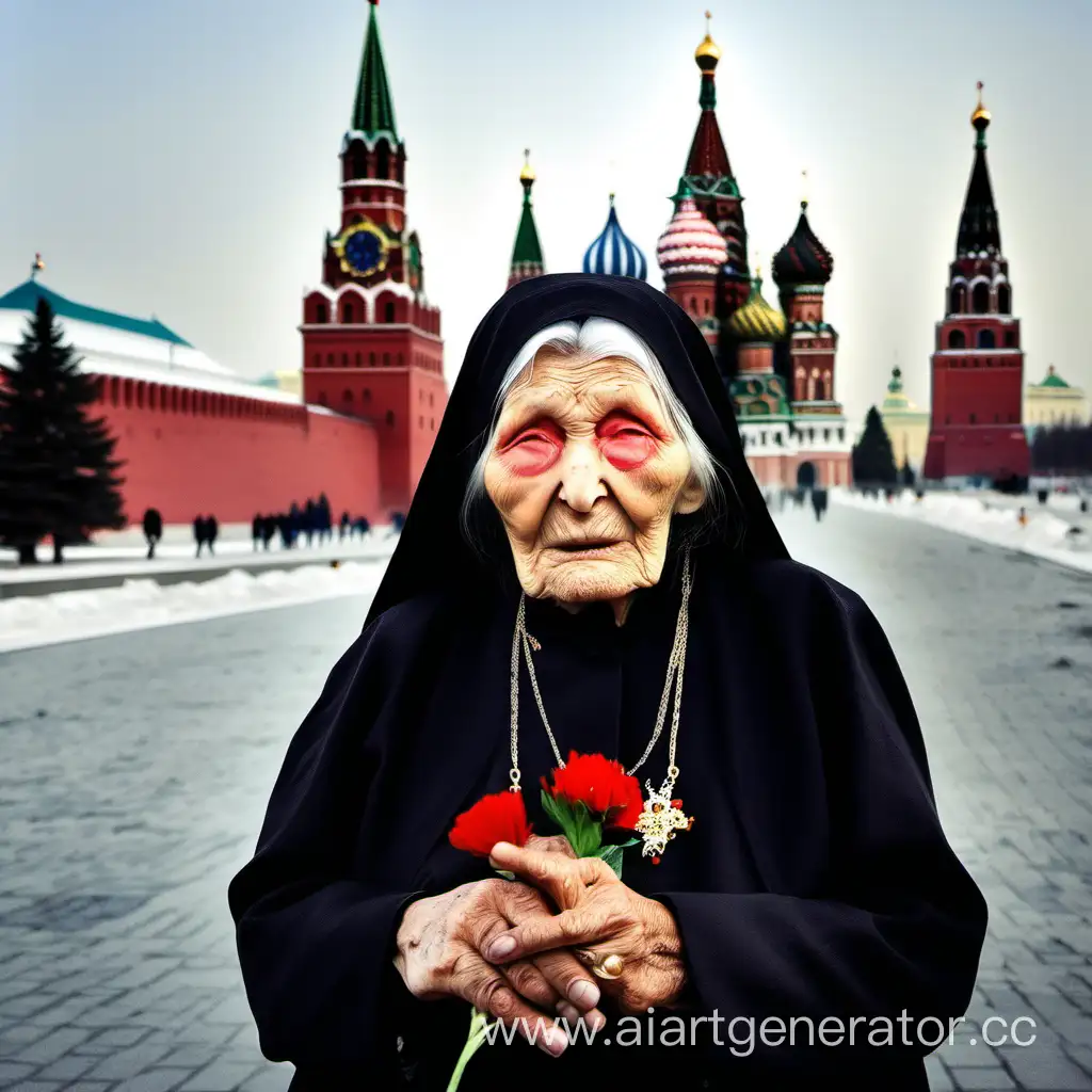 Baba-Vanga-Standing-in-Front-of-the-Kremlin