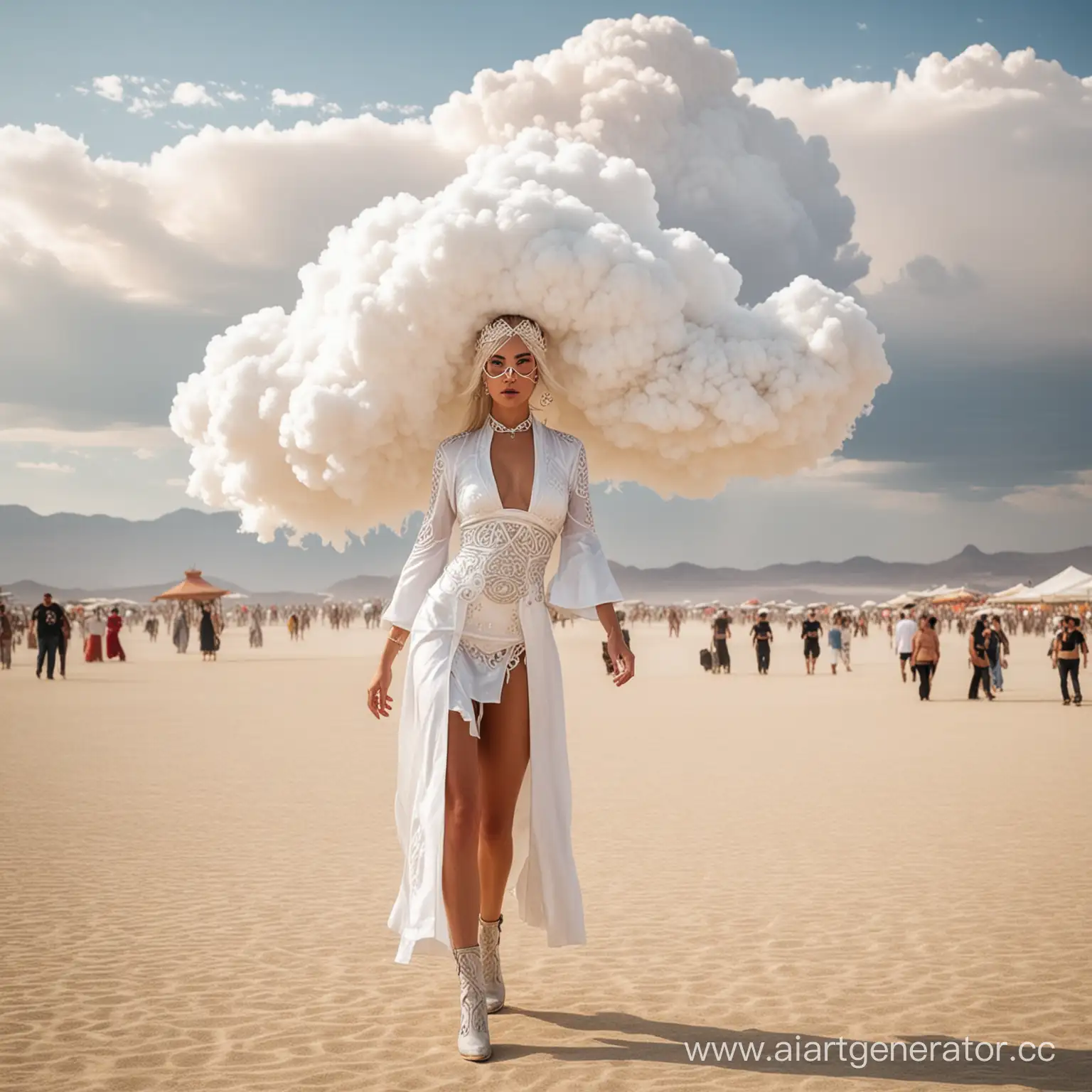 burning man white oriental style cloud costume