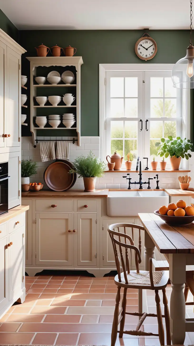 Rustic Country Kitchen with Vintage Charm and Cozy Ambiance