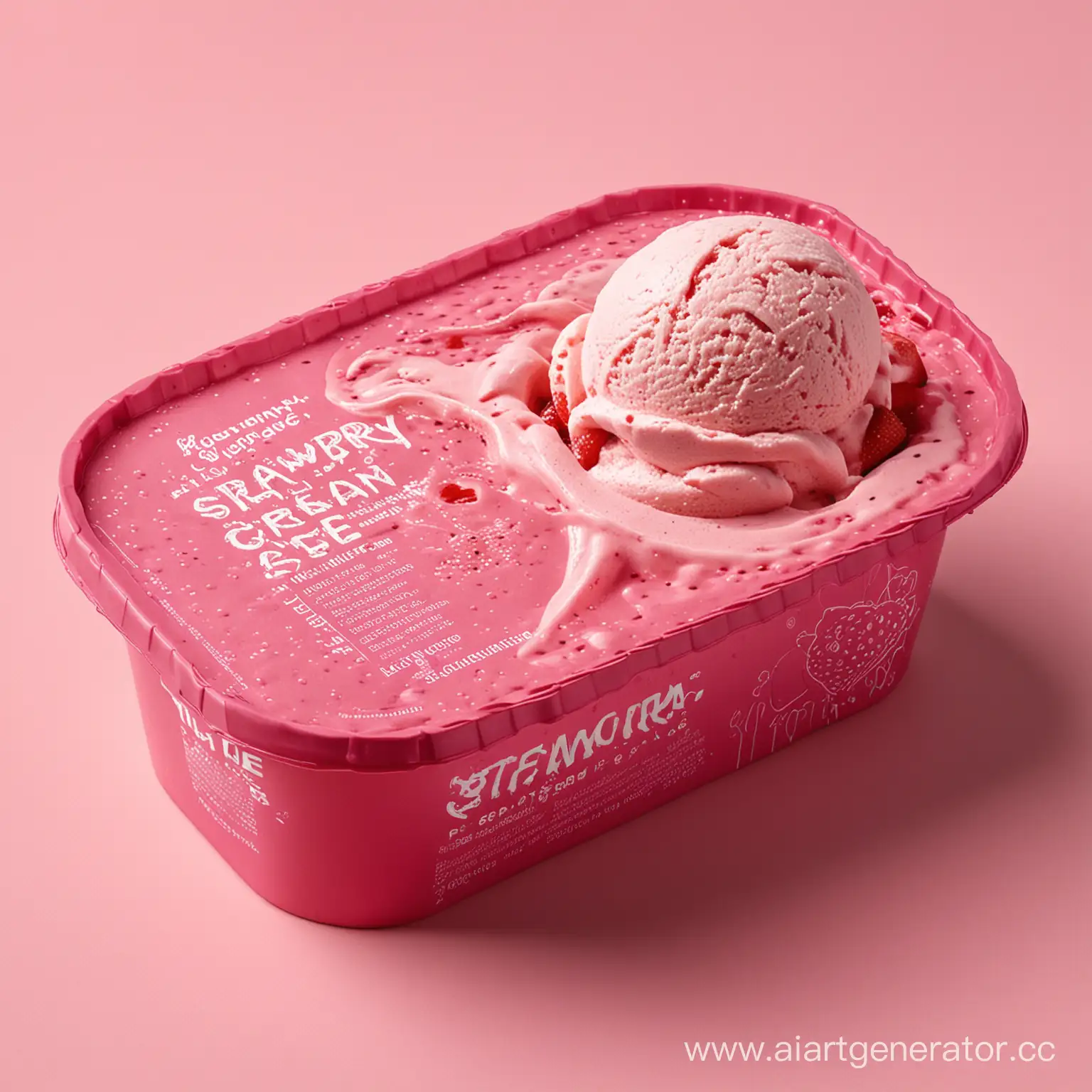 розовая упаковка для мороженного с клубникой