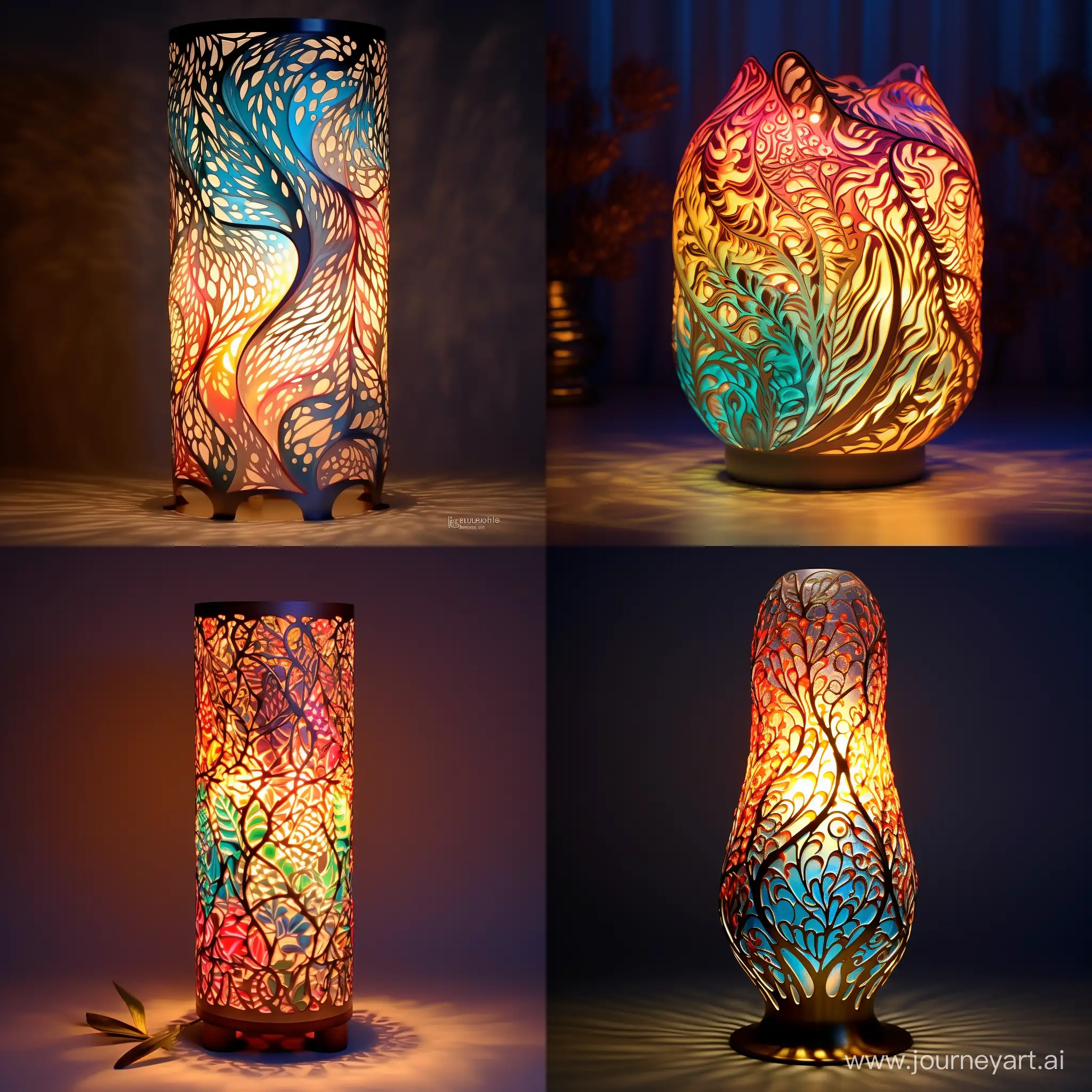a  meshy light lamp with beautiful pattern, realistic, lush, colorful, less details, semi opaque