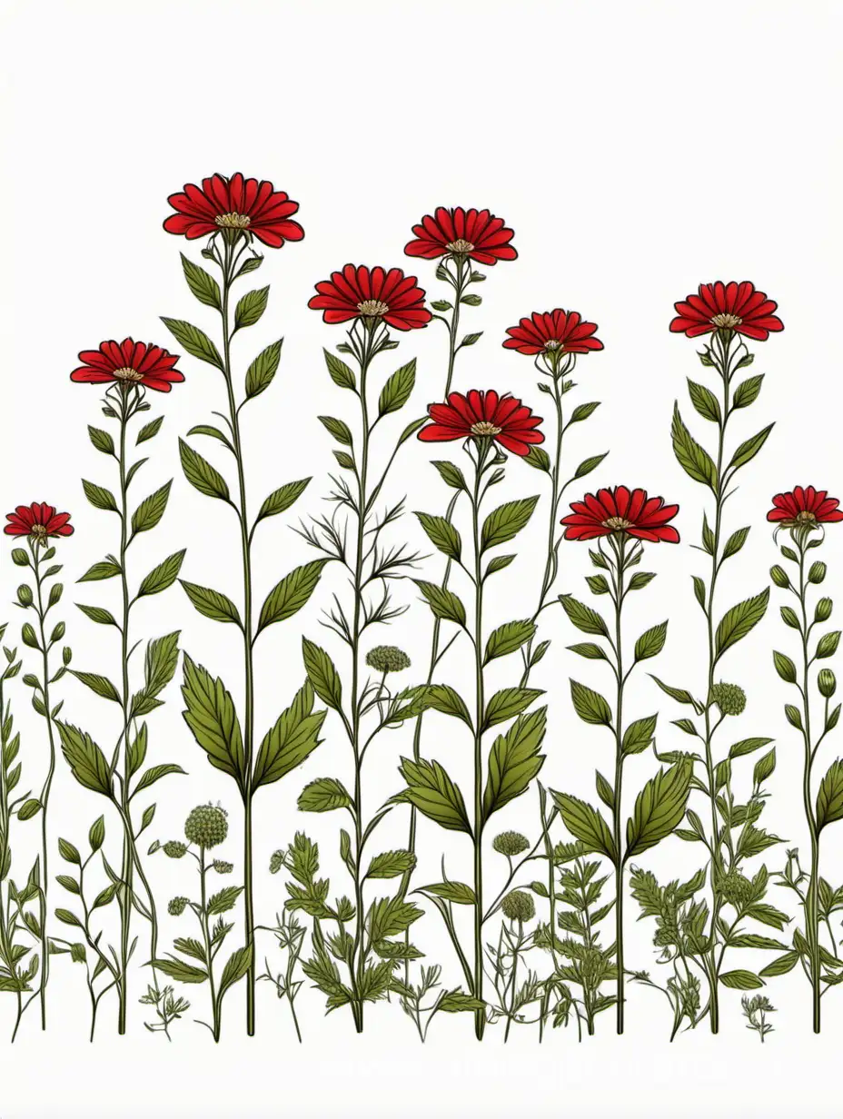 Elegant-Red-Wildflower-Cluster-Minimalist-Botanical-Line-Art-on-White-Background
