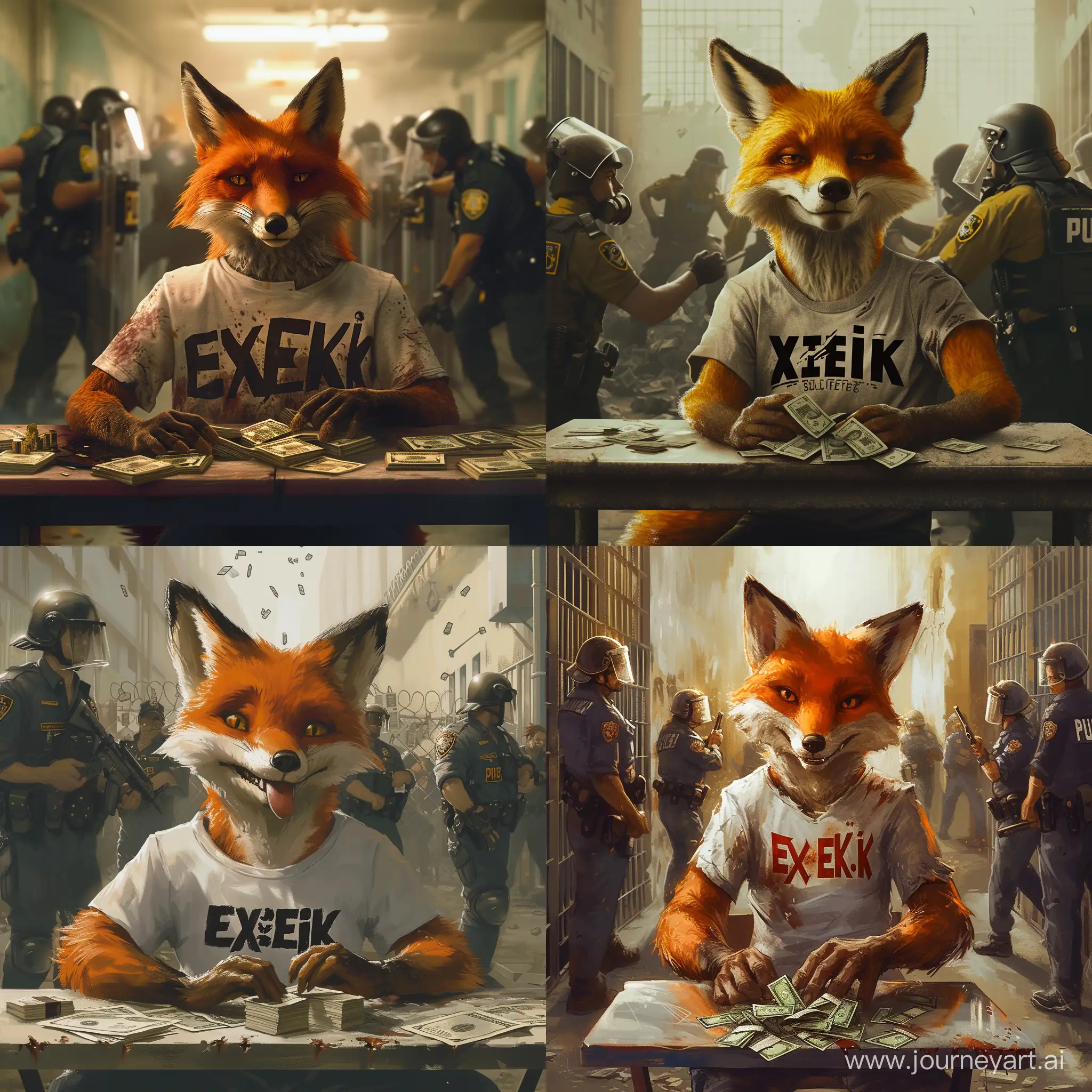 Cunning-Fox-in-Prison-Counting-Money-Amidst-Chaos