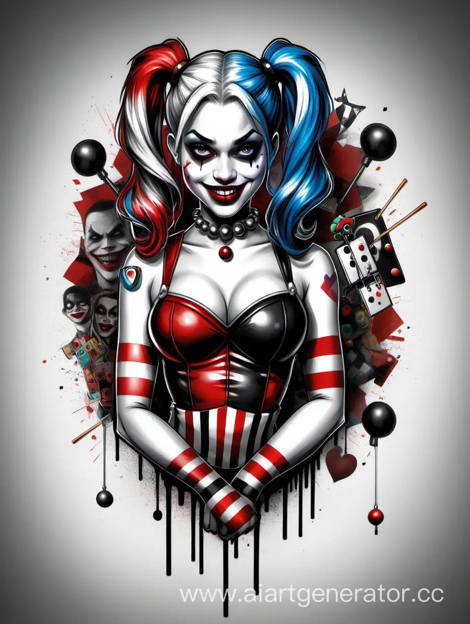 Colorful-Harley-Quinn-Portrait-with-Carnival-Accessories