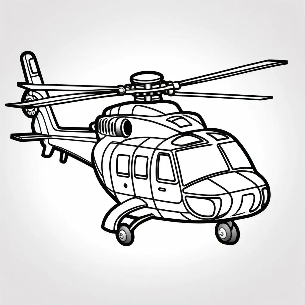 Kids Coloring Book with Helicopter Illustration