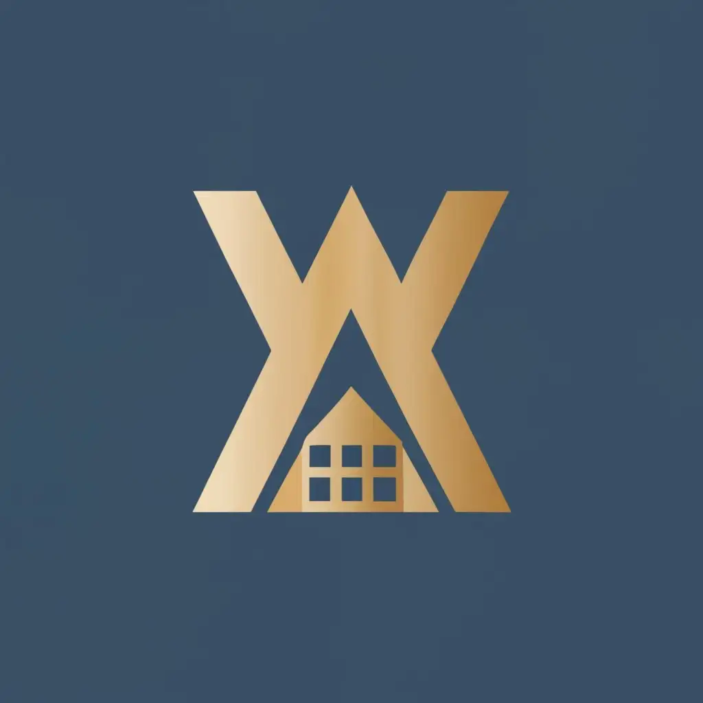 logo, letter x and letter a combined for attorney with logo for real estate litigation, with the text "Master Chantzos", typography, be used in Legal industry and real estate with emphasis on gold and stone houses