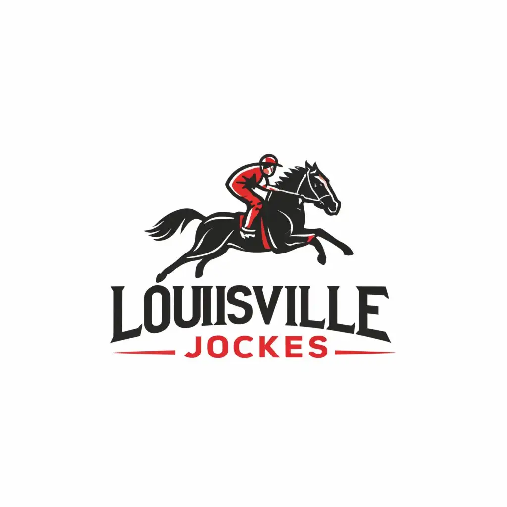 a logo design,with the text "Louisville Jockeys", main symbol:Jockey,Moderate,be used in Sports Fitness industry,clear background