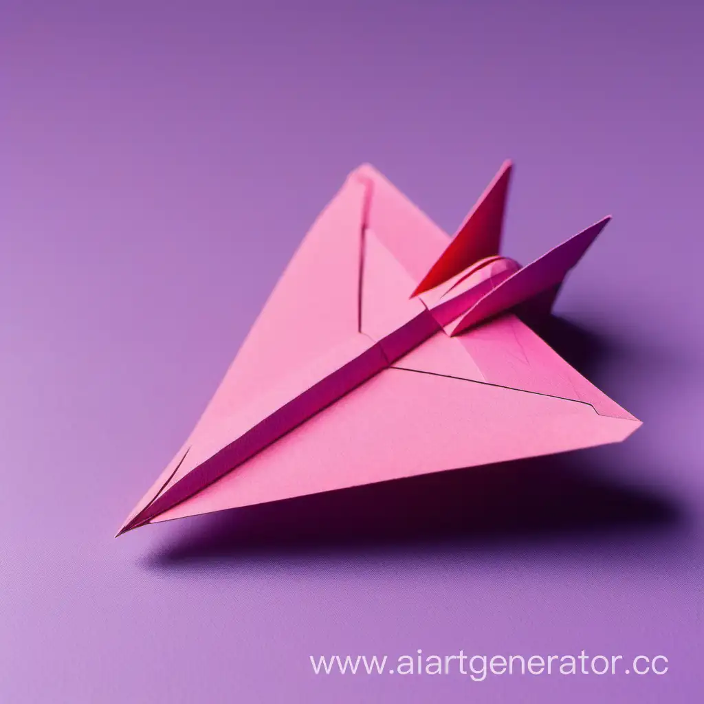 Создай мне миниатюру. Бумажный самолётик в нежно фиолетовом, и ярко розовом цвете