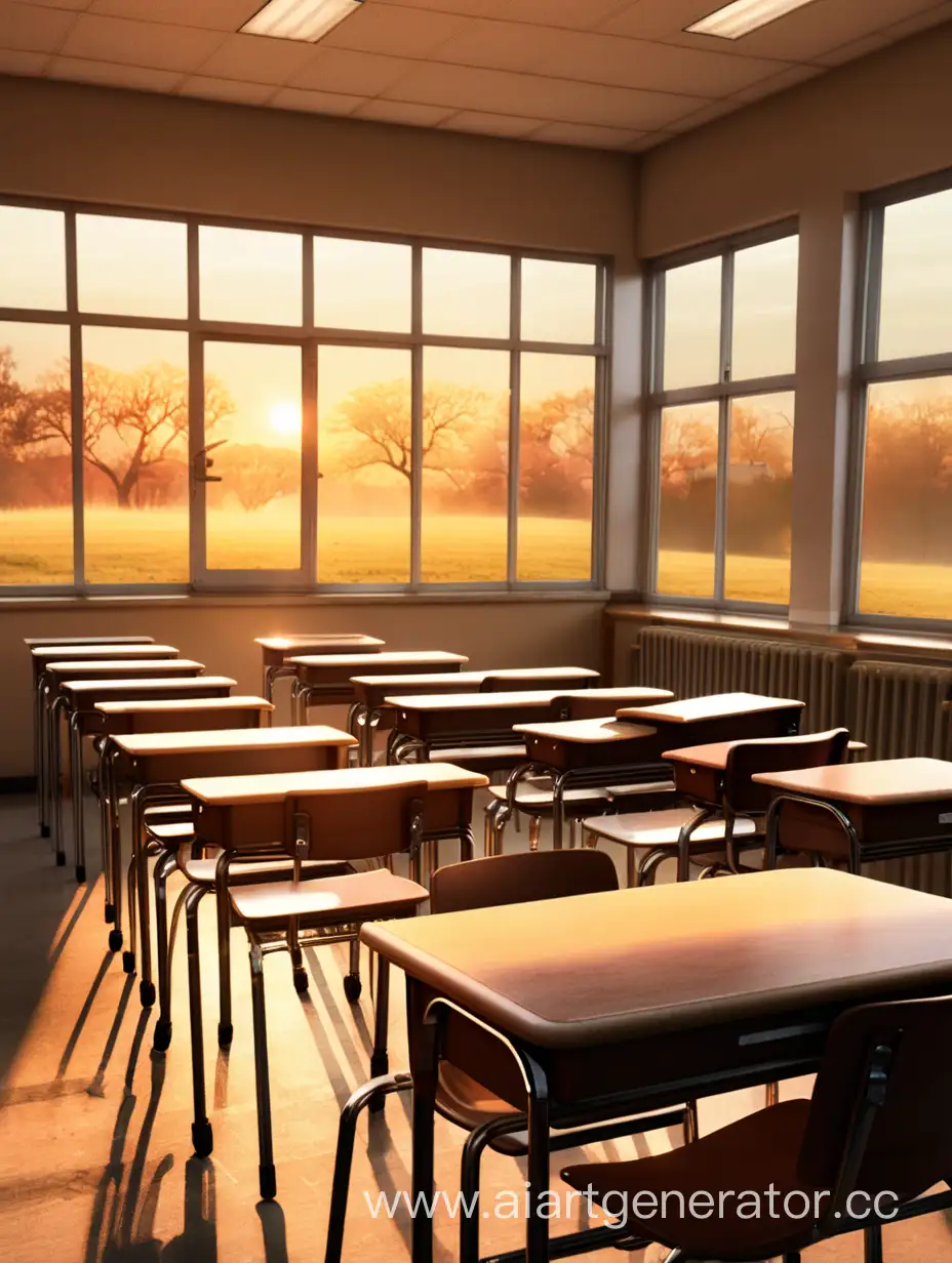 школьный пустой класс на закате