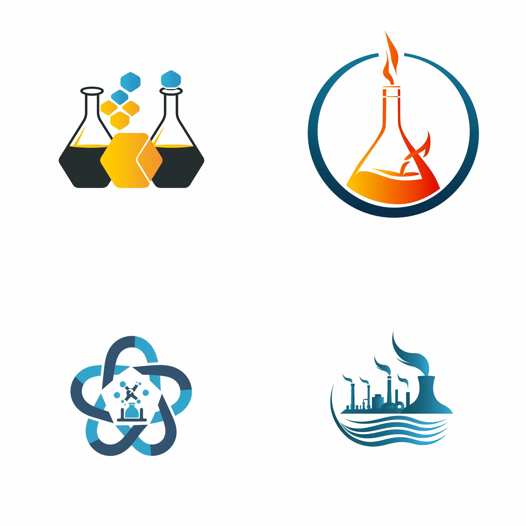 I want a logo for a company in the field of chemical engineering, fuel, catalyst, polymer, biotechnology, clean, petrochemical, power plant, refinery, etc.