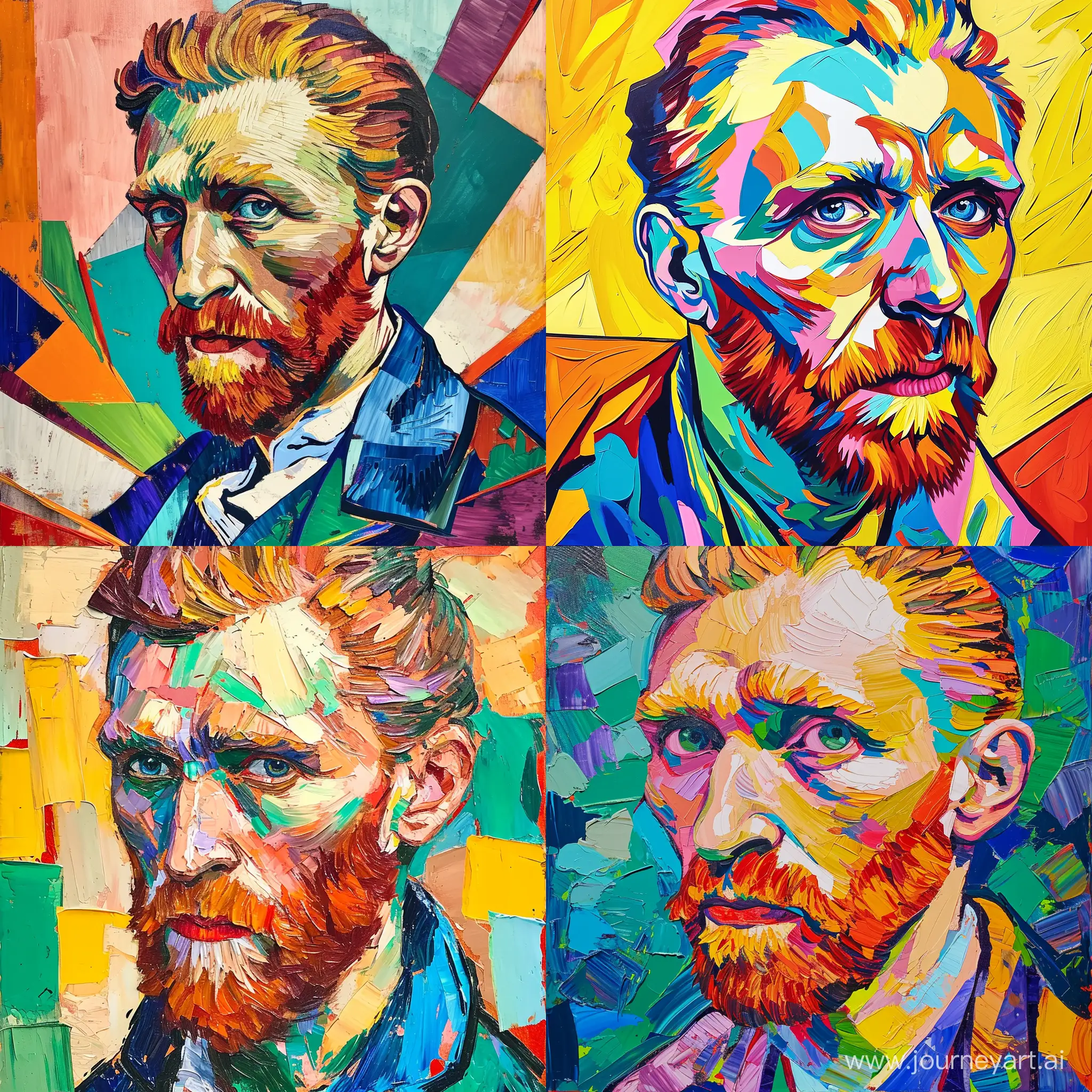 Vibrant-Cubist-and-Pop-Art-Portrait-of-Van-Gogh